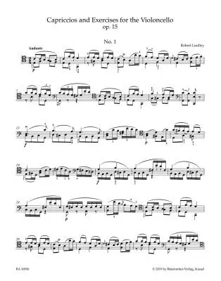 Capriccios and Exercises for the Violoncello Op. 15 - Lindley - Performance Score, Urtext Edition, Anthology - Violoncello