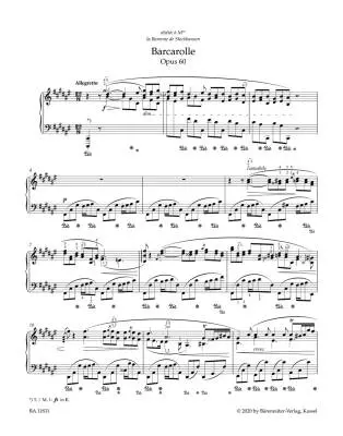Barcarolle for Piano in F-sharp Major Op. 60 - Chopin - Performance Score, Urtext Edition - Piano