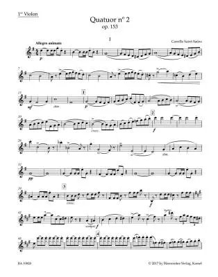 Quartet for Two Violins, Viola and Violoncello No. 2 in G Major Op. 153 - Saint-saens - Set of Parts, Urtext Edition - String Quartet