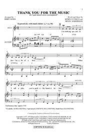 Thank You For The Music - Ulvaeus/Andersson/Estes - 3pt Mixed