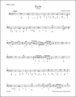 Kyrie RV 587 - Vivaldi - Double Bass/Choir I Part, Urtext Edition