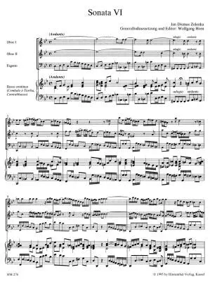 Sonata VI for Two Oboes, Bassoon and Basso Continuo in C Minor ZWV 181,6 - Zelenka - Performance Score, Set of Parts