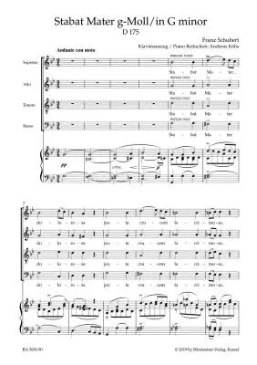 Stabat Mater in G Minor D 175 - Schubert - Vocal Score, Urtext Edition