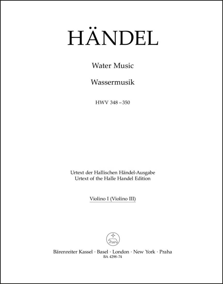 Water Music HWV 348-350 - Handel - Part, Urtext Edition