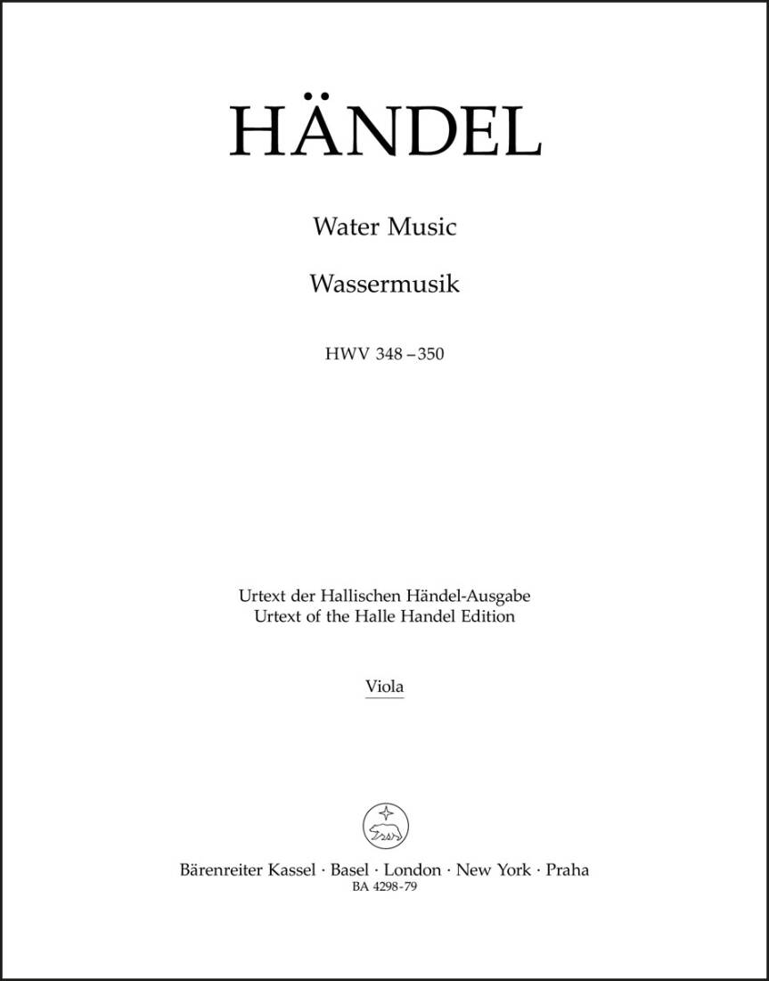 Water Music HWV 348-350 - Handel - Part, Urtext Edition