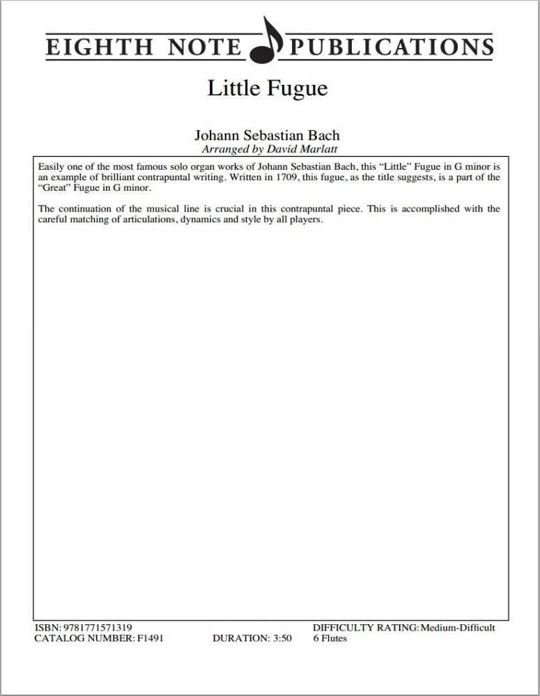 Little Fugue - Bach/Marlatt - Flute Sextet