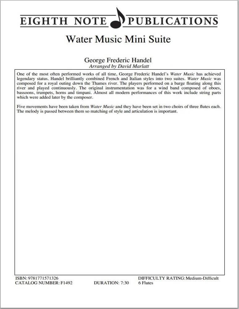 Water Music Mini Suite - Handel/Marlatt - Flute Sextet