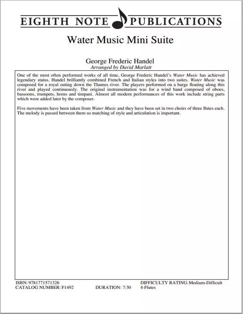Water Music Mini Suite - Handel/Marlatt - Flute Sextet