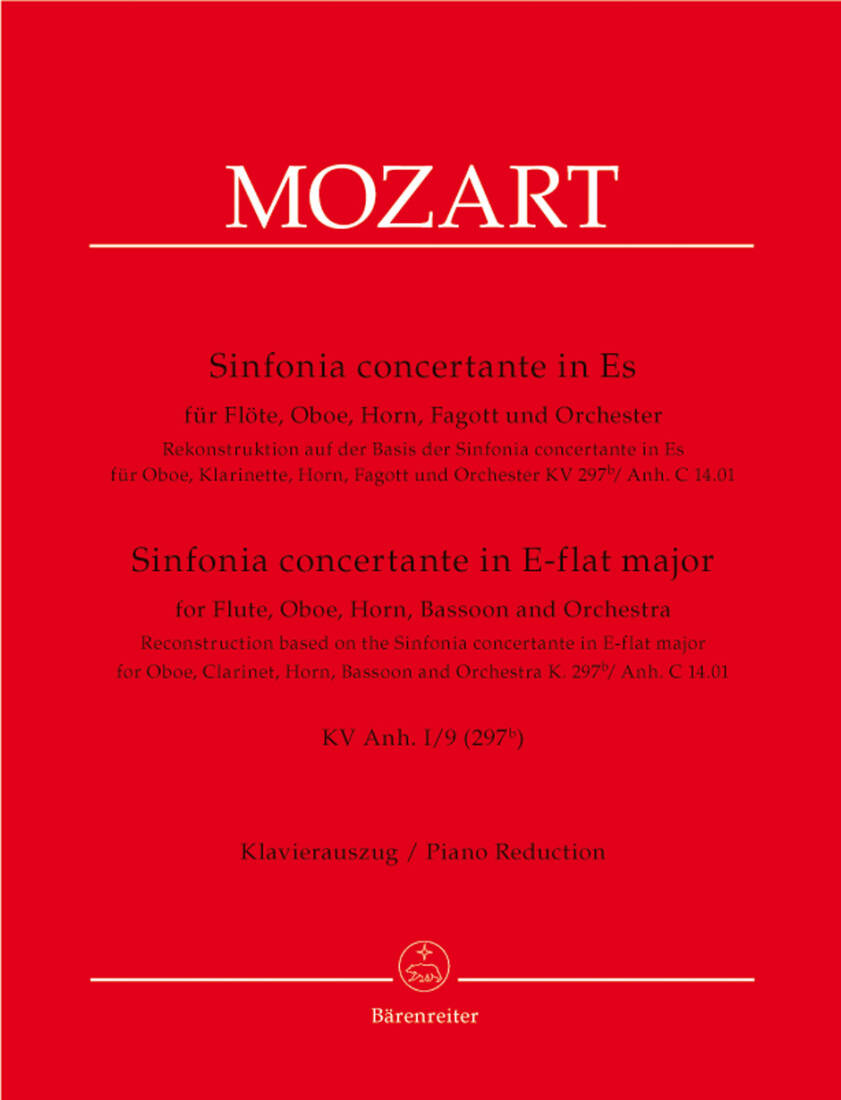 Sinfonia Concertante for Four Wind Instruments and Orchestra in E-flat Major K. Anh I/9(297b) - Mozart - Piano Reduction, Set of Parts - Wind Instruments, Orchestra