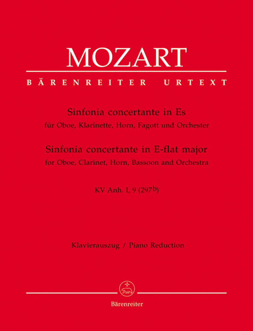 Sinfonia Concertante for Oboe, Clarinet, Horn, Bassoon and Orchestra in E-flat Major K. Anh. I,9 (297b) - Mozart - Piano Reduction, Urtext Edition