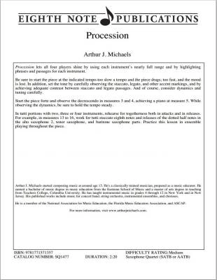 Eighth Note Publications - Procession - Michaels - Saxophone Quartet (SATB or AATB)