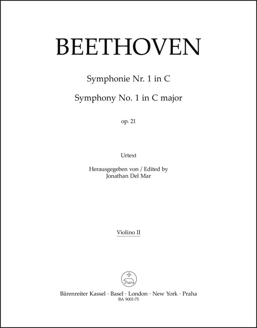 Symphony No. 1 in C Major Op. 21 - Beethoven - Part, Urtext Edition