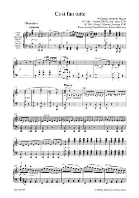 Cosi Fan Tutte Ossia la Scuola Degli Amanti K. 588 - Mozart - Vocal Score, Urtext Edition - Vocal, Mixed Choir, Orchestra
