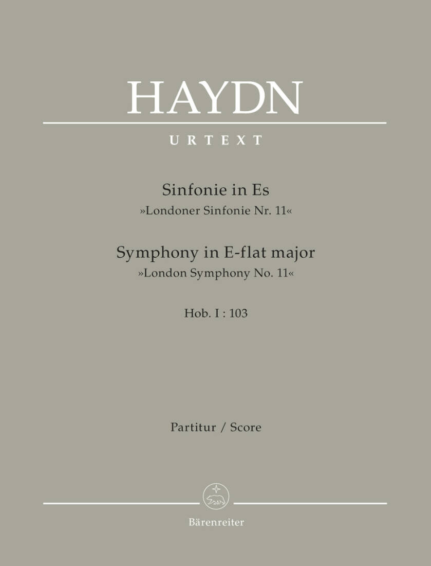 London Symphony No. 11 in E-flat Major Hob.i:103 \'\'the Drumroll\'\' - Haydn - Score, Urtext Edition - Orchestra