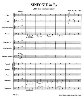 London Symphony No. 11 in E-flat Major Hob.i:103 \'\'the Drumroll\'\' - Haydn - Score, Urtext Edition - Orchestra