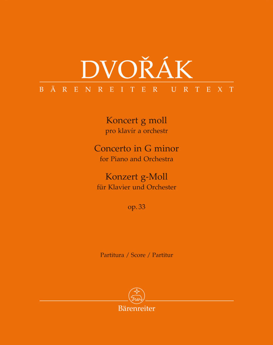 Concerto for Piano and Orchestra in G Minor Op. 33 B 63 - Dvorak - Score, Urtext Edition - Piano, Orchestra