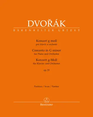 Baerenreiter Verlag - Concerto for Piano and Orchestra in G Minor Op. 33 B 63 - Dvorak - Score, Urtext Edition - Piano, Orchestra