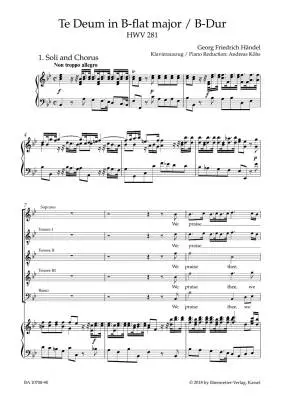 Te Deum in B-flat Major HWV 281 - Handel - Vocal Score, Urtext Edition - Choir, Orchestra