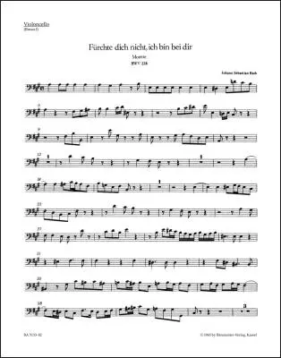 Baerenreiter Verlag - Furchte Dich Nicht, Ich Bin bei Dir BWV 228 - Bach - Cello Part, Urtext Edition