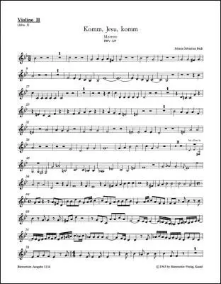 Baerenreiter Verlag - Komm, Jesu, Komm BWV 229 - Bach - Violin II Part, Urtext Edition