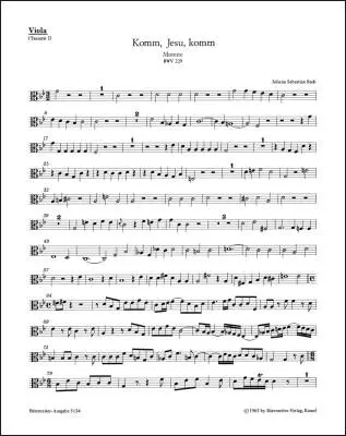 Baerenreiter Verlag - Komm, Jesu, Komm BWV 229 - Bach - Viola Part, Urtext Edition