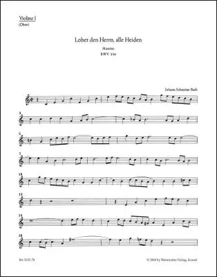 Lobet den Herrn, Alle Heiden BWV 230 - Bach - Violin/Oboe Part, Urtext Edition