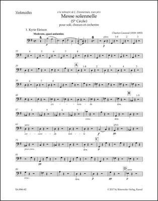 Baerenreiter Verlag - Messe Solennelle (Ste Cecile) for Soloists, Choir and Orchestra - Gounod - Cello Part, Urtext Edition