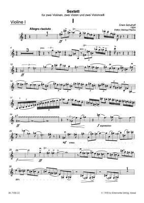 Sextet for Two Violins, Two Violas and Two Violoncellos (1924) - Schulhoff - Set of Parts - String Sextet