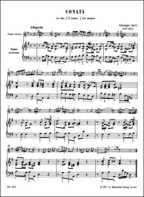 Baerenreiter Verlag - Two Sonatas for Flute and Basso Continuo - Sarti - Performance Score, Part - Flute, Basso Continuo