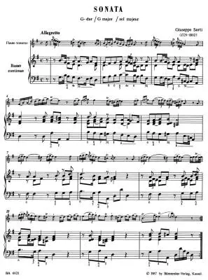 Two Sonatas for Flute and Basso Continuo - Sarti - Performance Score, Part - Flute, Basso Continuo
