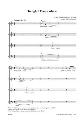 Tonight I Dance Alone - Jansson - Choral Score - Choir