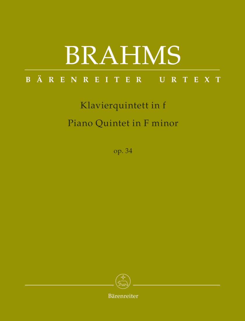 Piano Quintet in F Minor Op. 34 - Brahms - Score, Set of Parts, Urtext Edition - Piano Quintet