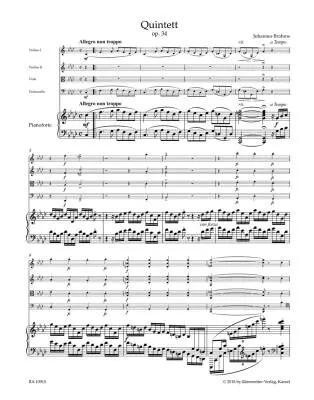 Piano Quintet in F Minor Op. 34 - Brahms - Score, Set of Parts, Urtext Edition - Piano Quintet