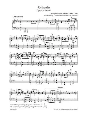 Orlando HWV 31 - Handel - Vocal Score, Urtext Edition - Soloists, Orchestra