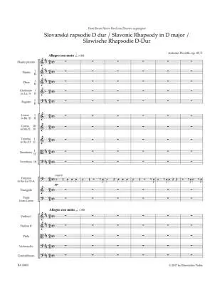 Slavonic Rhapsody in D Major Op. 45/1 - Dvorak - Score, Urtext Edition