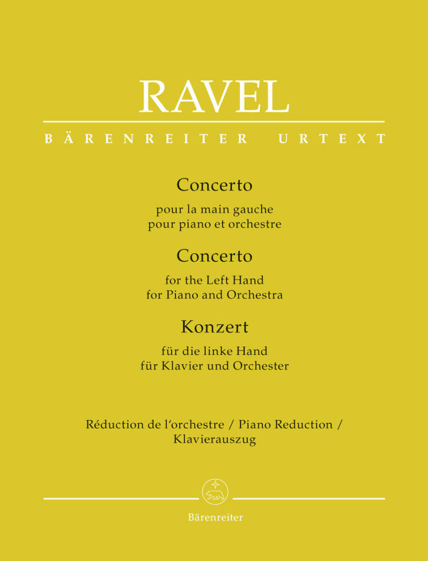 Concerto for the Left Hand for Piano and Orchestra - Ravel - Piano Reduction, Part, Urtext Edition - Piano, Orchestra