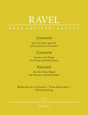 Concerto for the Left Hand for Piano and Orchestra - Ravel - Piano Reduction, Part, Urtext Edition - Piano, Orchestra