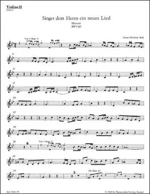 Baerenreiter Verlag - Singet dem Herrn ein Neues Lied BWV 225 - Bach - Violin II Part, Urtext Edition