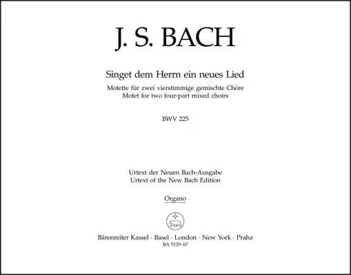 Baerenreiter Verlag - Singet dem Herrn ein Neues Lied BWV 225 - Bach - Organ/Basso Continuo Part, Urtext Edition