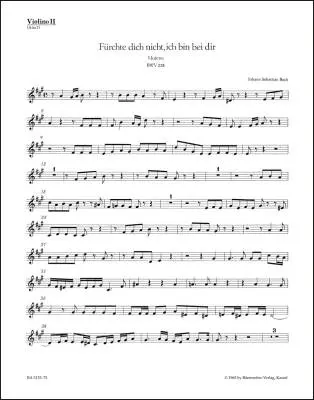 Baerenreiter Verlag - Furchte Dich Nicht, Ich Bin bei Dir BWV 228 - Bach - Violin II Part, Urtext Edition