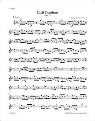 Dixit Dominus HWV 232 - Handel - Violin I Part, Urtext Edition