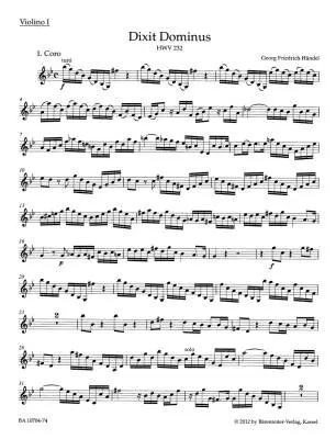 Dixit Dominus HWV 232 - Handel - Violin I Part, Urtext Edition