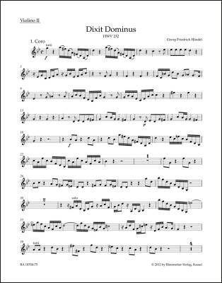 Dixit Dominus HWV 232 - Handel - Violin II Part, Urtext Edition