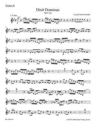 Dixit Dominus HWV 232 - Handel - Violin II Part, Urtext Edition