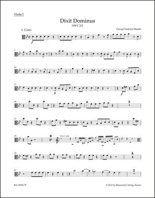 Dixit Dominus HWV 232 - Handel - Viola I Part, Urtext Edition