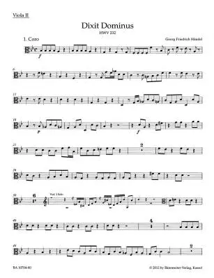 Dixit Dominus HWV 232 - Handel - Viola II Part, Urtext Edition