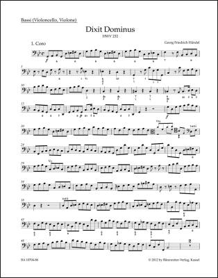 Dixit Dominus HWV 232 - Handel - Cello/Violin Part, Urtext Edition