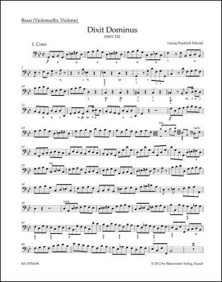 Dixit Dominus HWV 232 - Handel - Cello/Violin Part, Urtext Edition