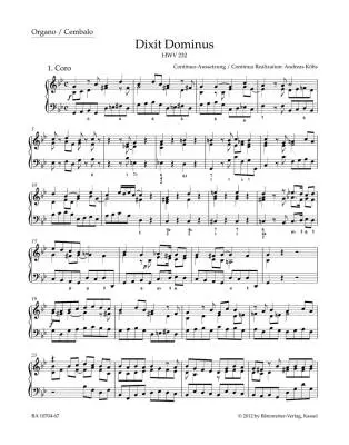 Dixit Dominus HWV 232 - Handel - Organ/Harpsichord Part, Urtext Edition