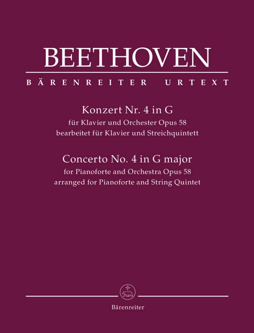Concerto for Pianoforte and Orchestra No. 4 Op. 58 - Beethoven - Score, Set of Parts, Urtext Edition - Piano Sextet